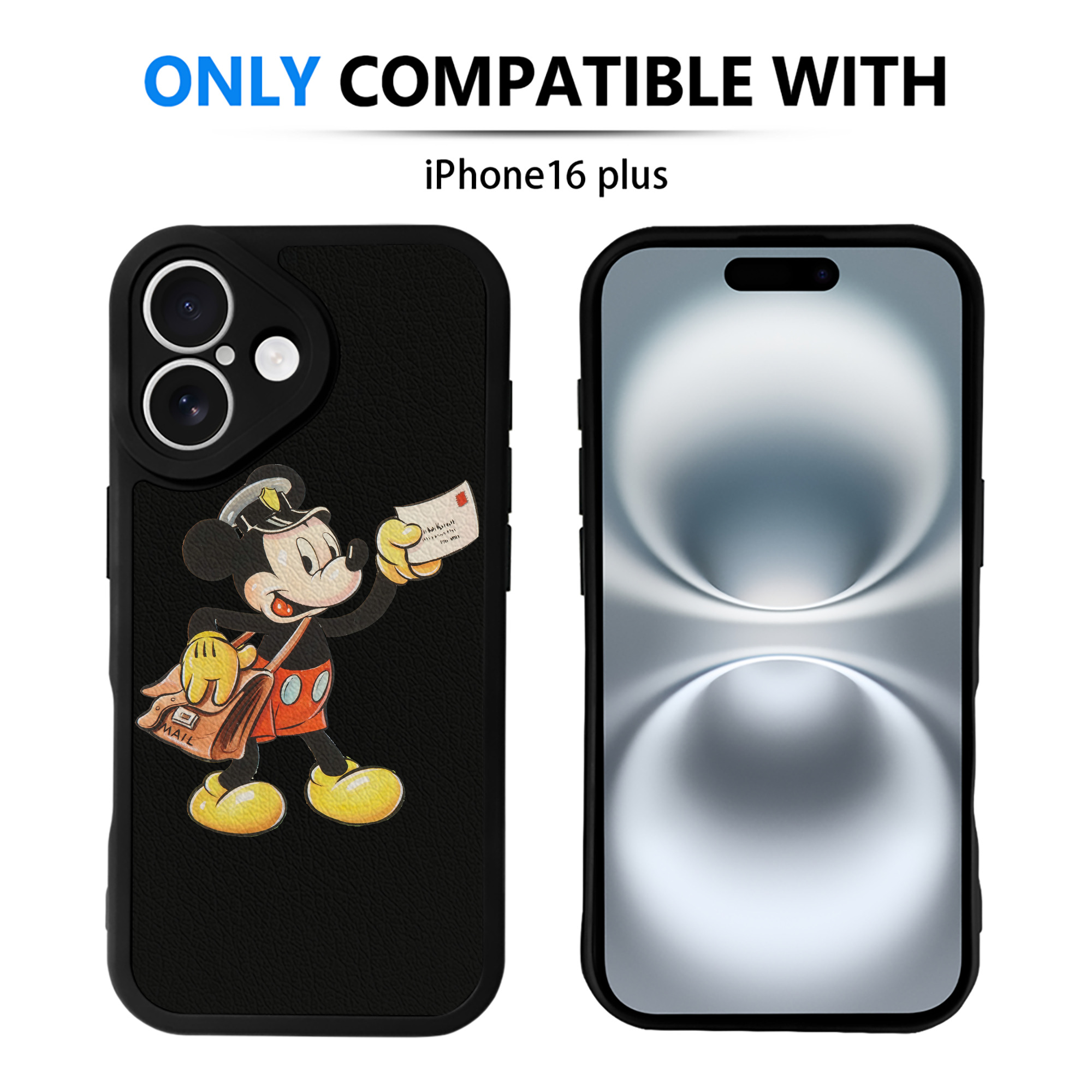 （画像用） ミッキーマウス Mickey Mouse 【iPhone 16シリーズ対応】シリコンスマホケース（レザー調） 材質：シリコン